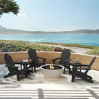 LUE BONA Folding Adirondack Chair Set of 4, Black HDPS Fire Pit Patio Chairs Weather Resistant, Modern Plastic Outdoor Chairs with Cup Holder