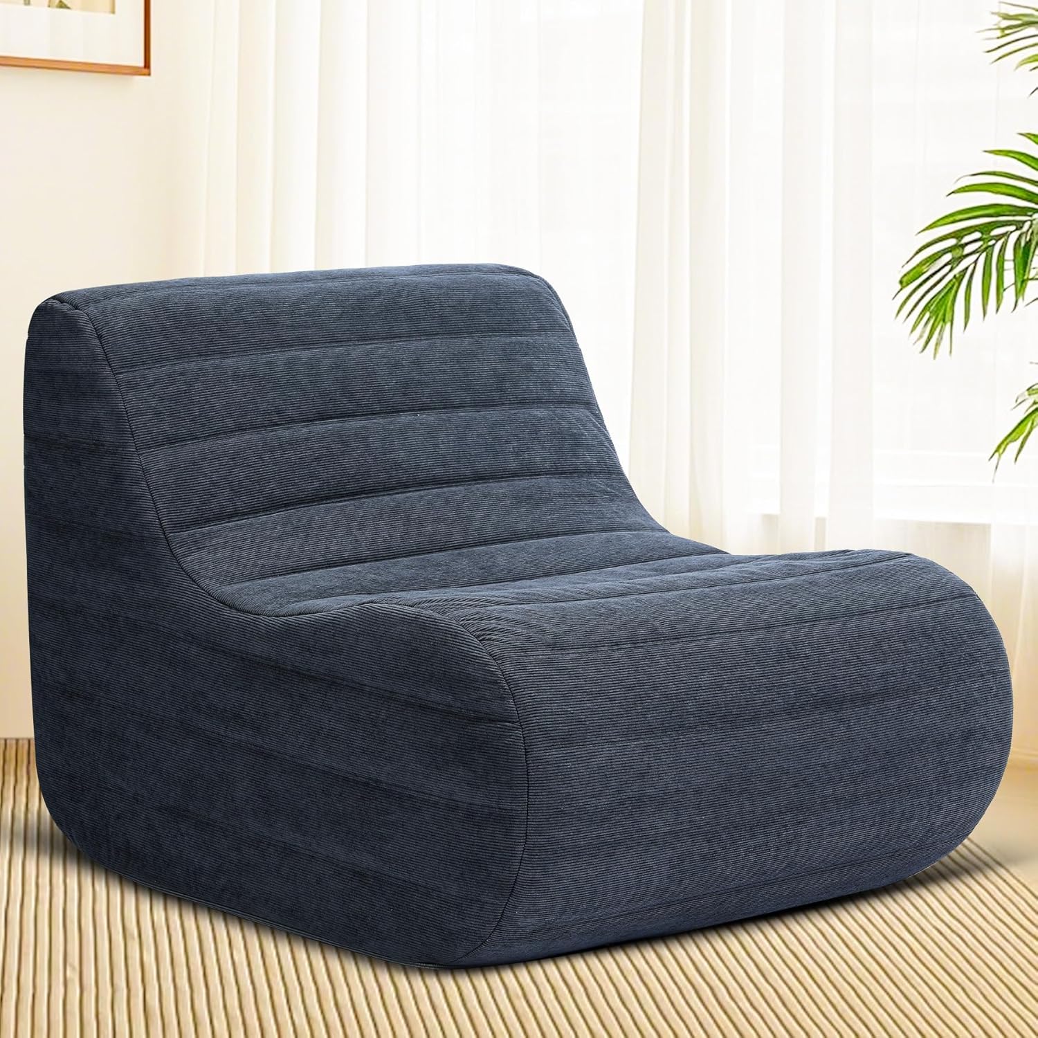Compact Bean Bag Chair – Memory Foam Lazy Sofa Sack, Floor Couch for Bedroom, Living Room, Office & Home (Gray)