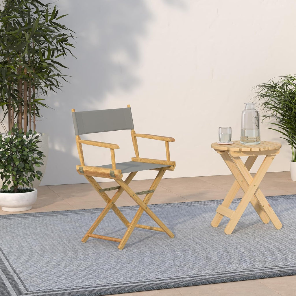 Casual Home 18" Director's Chair Natural Frame with Grey Canvas