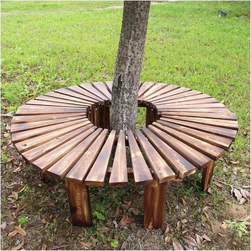 Tree Bench Wrap Around Park Seating Slatted Seat,Tree Bench Wrap Around,for Garden,Lawn,Patio & Backyard(Color1)