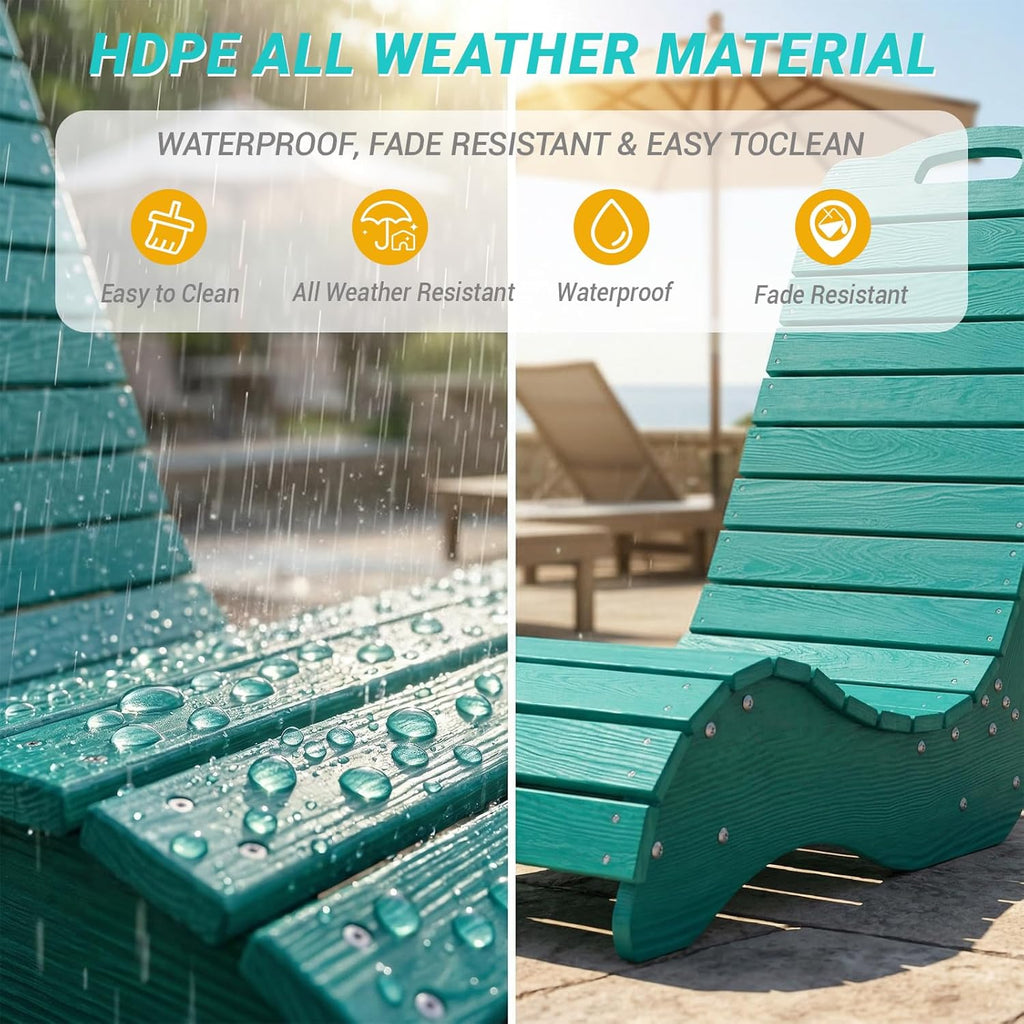 Skybright HDPE Pool Lounge Chairs, in-Pool Chaise Lounge Outdoor with Wheels, S Shape Patio Sun Shelf Lounger for Poolside, Deck, Patio, Beach