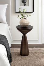 Kate and Laurel Steeves Modern Sophisticated Metal Side Table, 13 x 13 x 23, Bronze, Contemporary Pedestal End Table with Unique Sculptural Design for Use as Bedroom Nightstand
