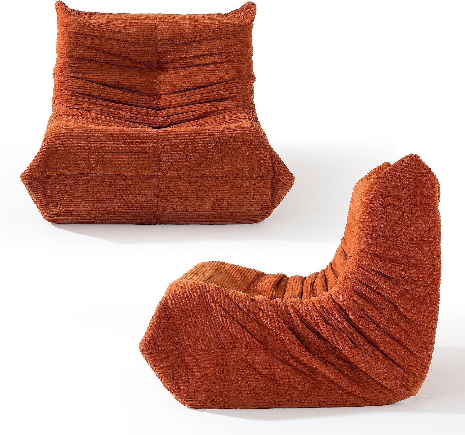 YITAHOME Bean Bag Chairs for Adults | Giant Lazy Floor Sofa with Memory Foam, Comfy Cordury Fireside Chair Beanbags for Living Room Apartment Dorm Office, Brown