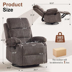 Korser Rocking Recliner Chair, Nursery Rocker Chair for Adults, Small Recliners for Small Spaces, Swivel Rocker Recliner with Cushion, Upholstered Rocking Chairs for Living Room, Apartment