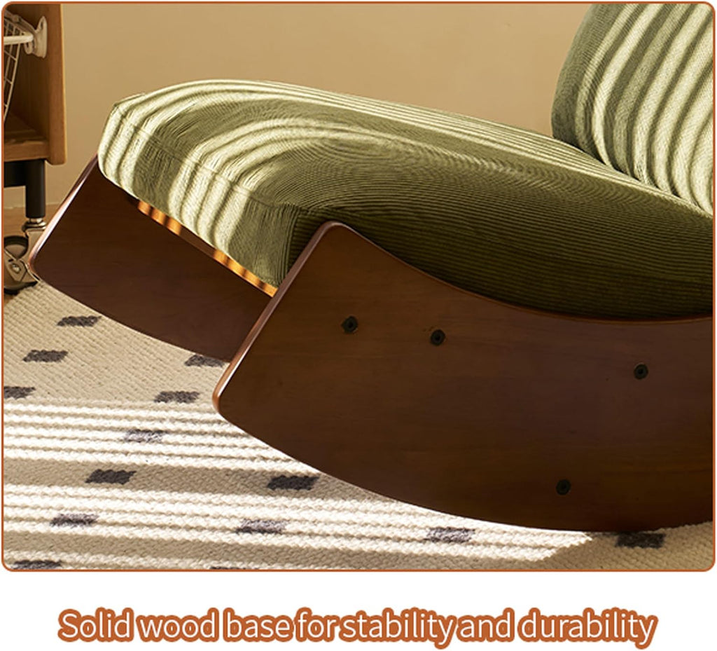 Modern Rocking Chair Recliner, Comfortable Upholstery Glider Chair, Solid Wood Frame, Accent Reading Chair for Bedroom, Living Room, Nursery, Green