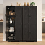 GarveeHome Tall Kitchen Pantry Cabinet, 60 in Storage Cabinet with 2 Doors and Adjustable Shelves, Freestanding Large Utility Storage Cupboard for Dining Room, Bathroom, Living Room, Black