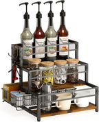 LOTEYIKE 3 Tier Coffee Syrup Rack Organizer, 12 Water Bottles Holder Stand Liquor Cabinet Storage, Wine Rack Countertop Storage Rack Coffee Bar Cabinet for Kitchen