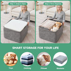 23.6'' Square Pouf Boneless Ottoman Foot Rest with High-Rebound Solid One-Piece Foam and Removable Washable Cover for Living Room, Gaming, Movie Watching - Grey