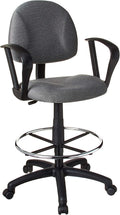 Boss Office Products B1617-GY Ergonomic Works Drafting Chair with Loop Arms in Grey