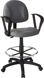 Boss Office Products B1617-GY Ergonomic Works Drafting Chair with Loop Arms in Grey