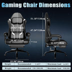 Ergonomic Gaming Chair, Video Game Chair with Pocket Spring Cushion and Footrest, Height Adjustable Computer Chair with Swivel Seat and Headrest (White)