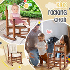 Yalikop Kids Rocking Chair Cushion Pad Set Toddler Rocking Chair Indoor Outdoor Wooden Rocker Child Patio Rocker for Porch Balcony Lawn Indoor Outdoor(Brown,Ages 2-5)