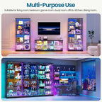 10-Tier Glass Display Cabinet with RGB Light&Auto Sensor,Gaming Room,Black | 71''H Lockable Curio Cabinet with Glass Doors,China Cabinets with Removable Shelves for Collectibles,Lighted Showcase
