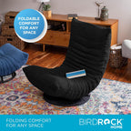 BIRDROCK HOME Swivel Floor Chair - 360 Adjustable Memory Foam Lounge Seat - Gaming - Comfortable Back Support - Cushion Dorm Rocker - Comfy for Reading Game Meditating - Fully Assembled (Charcoal)