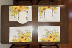 Sunflower Placemats Set of 4, 18"x13" Linen Look Farmhouse Placemats, Washable Heat Resistant Table Placemats for Kitchen, Dining Room, Outdoor Patio