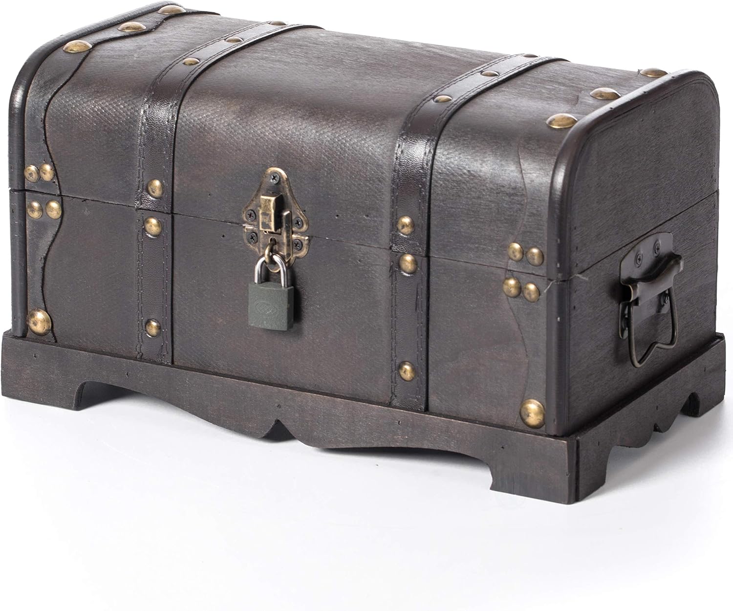 Vintiquewise Small Pirate Style Wooden Treasure Chest (Chest with Padlock) (QI003026.p)
