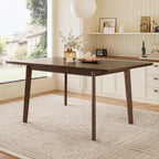 60" Rustic Farmhouse Dining Table - Solid Wood Frame, Minimalist Modern Dining Table for Kitchen, Dining Room, Living Room, Walnut