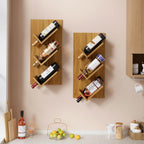 Hoctieon Wine Rack Wall Mounted, 6 Bottles Hanging Wine Racks Bar Shelves for Display & Storage, Rustic Wood Wine Bottle Holder for Home Bar, Kitchen, Dining Room,Warm Brown