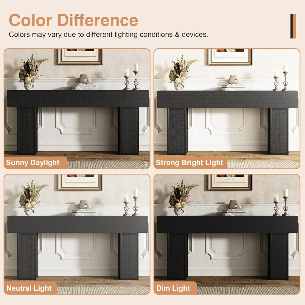 UNIQUITE 70.9-Inch Extra Long Console Table, Farmhouse Wood Sofa Table Behind Couch Tables, Entryway Table Accent Table for Living Room, Entrance, Hallway, Foyer, Black