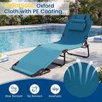 Giantex Folding Beach Tanning Chair, Adjustable Face Down Patio Lounge Chair w/ 4-Position Backrest, Face Hole & Removable Pillow, Portable Sunbathing Chair for Poolside Yard Lawn (2,Steel Blue)