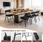 BOOSDEN 2 Pack Padded Folding Chairs with Thick Seat Cushion, Fabric Folding Chair, Portable Upholstered Dining Chairs, Metal Frame Foldable Chair for Indoor & Outdoor Kitchen Office Party, Black