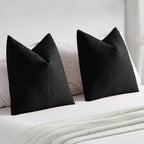 FUTEI Pack of 2 Chenille Decorative Throw Pillow Covers 22x22 Inch,Soft Cozy Striped Geometric Patterns Cushion Case,Modern Home Decor for Couch Bed Living Room,Black