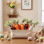 Skylety 8 Pcs Easter Carrot Fabric Artificial Carrot Rustic Nonwoven Stuffed for Farmhouse Spring Easter Baskets Decor Vase Filler Decor Tiered Tray Decoration (Vintage Color)