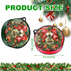 6 PCS Clear Wreath Storage Bag, 24x8 Inch Christmas Wreath Storage Container, PVC+PE Wreath Protector with Handle for Xmas Holiday Seasonal Wreath Garland (3 Green+3 Red)