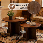 Short Small Round Coffee Table 15.7x15.7in, Side Table Walnut | Wooden Accent Tables For Small Spaces, Sofa, Bedroom, Bedside, Corner, Office, Nursery, Rustic Living Room Side Table