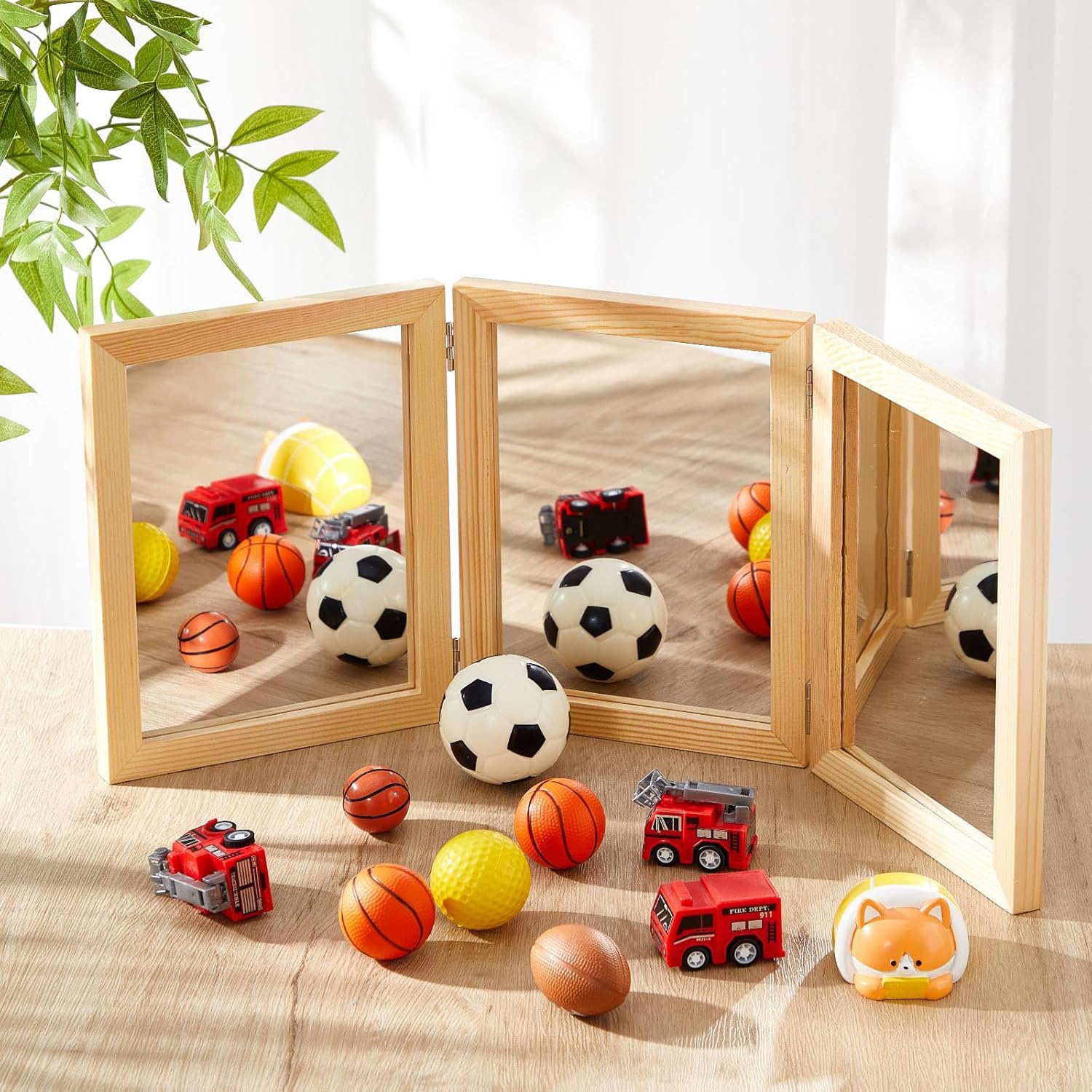 Threehoney Montessori Mirror Reggio Emilia Classroom Materials Education Foldable Safe Acrylic 3 Panels Unbreakable Mirror for Home School