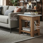 Millwork End Table with Steel Top – Rustic Industrial Narrow Side Table with Lower Shelf and Crossbar Accent – Small Space Accent Table for Living Room, Bedroom, Office by Alaterre Furniture