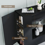 Console Table, 47" High Gloss Entryway Table with Hidden Storage Cabinets, Adjustable Shelves, Modern Sofa Table for Behind The Couch, Living Room, Hallway, Black