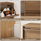 Shoe Storage Cabinet for Entryway with 4 Flip Drawers, Wooden Shoe Organizer Cabinet with Adjustable Shelf, Slim Freestanding Shoe Rack for Entryway, Hallway, Living Room, Walnut
