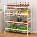 Cinati 4-Tier Snack Cart with Wheels, 29''W Toy Storage Organizer, Rolling Pantry Storage Cart with 10 Wire Baskets & Handle,Adjustable Metal Snack Rack, Kitchen Organizer for Fruit, Vegetables(White)