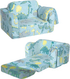 Blue Modular Toddler Sofa Chair, Couch With Side Pockets For Boys & Girls | Convertible Recliner Sofa | High-Density Foam | Night Glow Design | Side Pocket & Detachable Washable Cover | No Assembly
