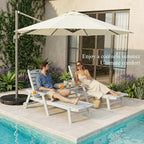 WACASA HDPE Pool Lounge Chairs Set of 2 with Wheels & Cup Holder, 6-Position Adjustable Lounge Chair Outdoor, Easy 20-Min Assembly, 450LBS Bearing, Pool Lounger for Patio, Deck, Backyard (White)