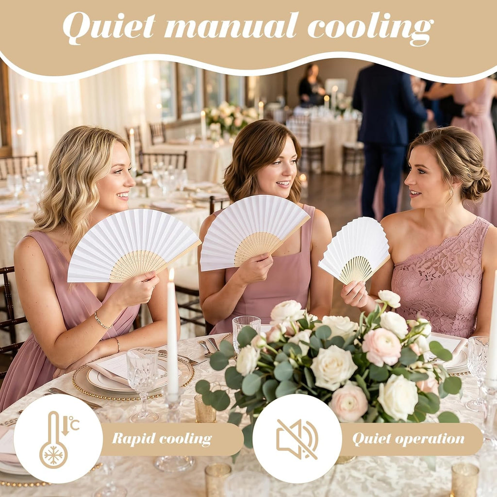 28pcs White Paper Folding Hand Fans,8.3 Inch Bulk Paper Fans Foldable Handheld Fan for Women, Wedding Party Favors, DIY Crafts, Photography Props