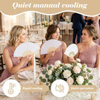 28pcs White Paper Folding Hand Fans,8.3 Inch Bulk Paper Fans Foldable Handheld Fan for Women, Wedding Party Favors, DIY Crafts, Photography Props