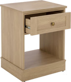 SAFAVIEH Home Collection – Shafa 1-Drawer 1-Shelf Side Table, Natural Finish with Brass Metal Accents, Storage Accent Table for Living Room or Office (ACC3100B)