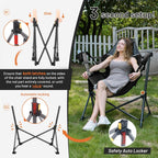 TIMBER RIDGE Hammock Camping Chair, Oversized Swinging Hammock Chair with Adjustable Back and Seat for Outdoor Lawn, Sports, Supports 400lbs, Black