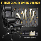 3D Kneading Massage Office Chair with Heat, 500 lbs Big and Tall Executive Computer Desk Recliner, Leather Electric Heated Chair with Footrest, Black