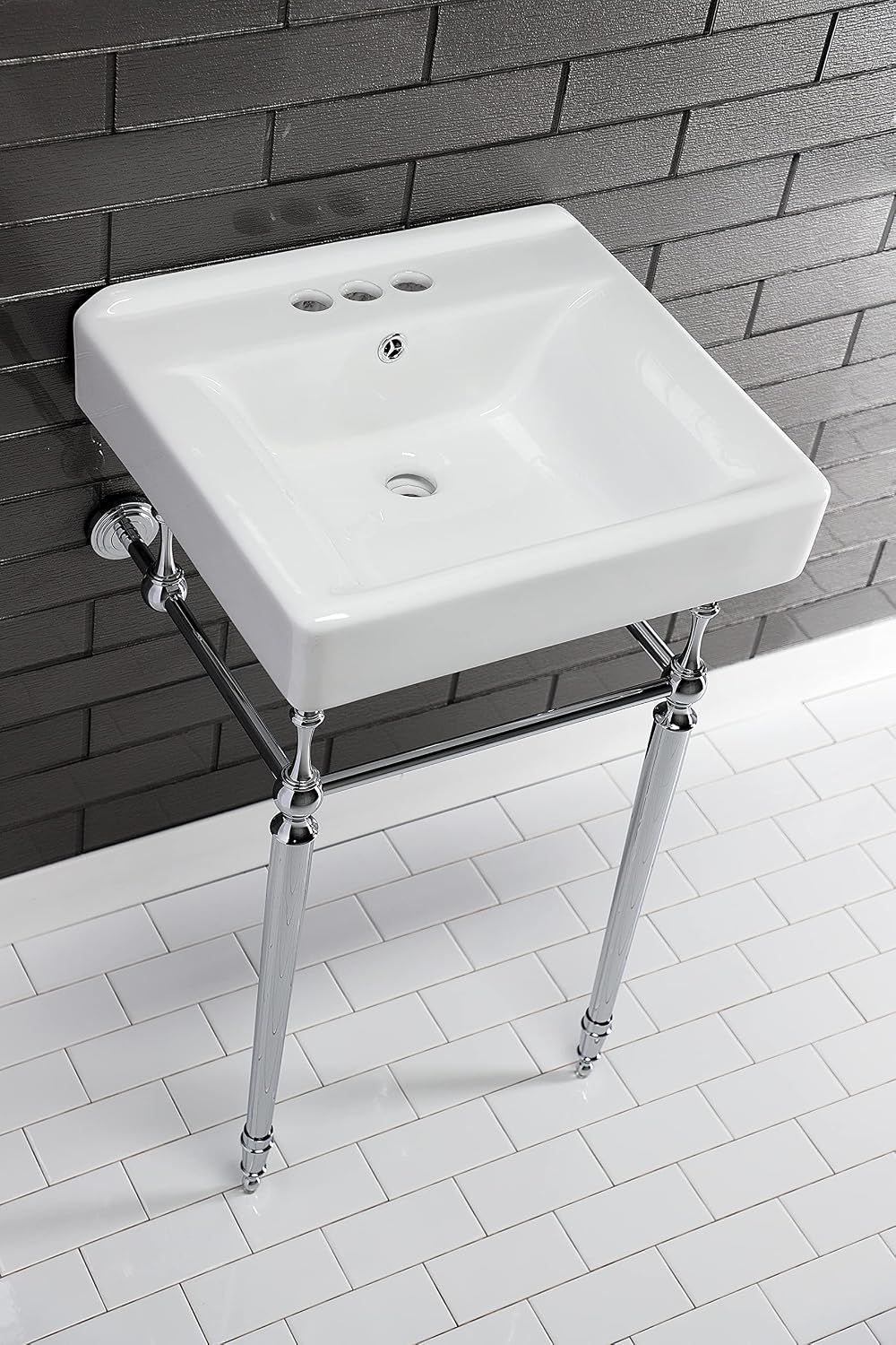 Kingston Brass KVPB2018W41 Edwardian 20-Inch Console Sink with Brass Legs, Polished Chrome