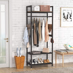 Tribesigns Small Heavy Duty Clothes Rack Set of 10 with Shelf and Hanging Rod, Freestanding Closet Organizer, Industrial Hall Tree Garments Rack for Small Space,Bedroom,27'' W X 69'' H, 10 pcs