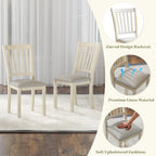 AMERLIFE 9-Piece Farmhouse Dining Table Set for 8, 79" Rectangular Kitchen Table with 8 Upholstered Chairs, Solid Rubberwood Frame, Roman Conical Legs, Rustic Cream