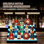 FAHKNS LED Lighted Liquor Bottle Display, 4 Tiers 16 Inch LED Liquor Shelves with RF Remote, Liquor Bottle Accessories Shelf for Home Bar, 16 Static Colors 4 Dynamic Mode