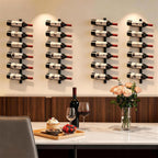 2 Pack 12 Bottle Wall Wine Rack for 24 Wine Bottles, DIY Detachable Wall Mount Wine Rack, Wine Storage Organizer Display Holder Used As One or Four, for Dining Room, Wine Cellar, wine lover gift