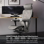 ThunderX3 XTC Ergonomic Office Chair, for Adults Gaming Chair, High Back Desk Chair, Synchronous Tilt, Self-Adjusting Lumbar Support and Backrest, Adjustable Headrest, Breathable Mesh, Grey