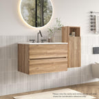 12" Floating Bathroom Storage Cabinet, Modern Bathroom Wall Cabinets with Soft-Closing Door & Open Shelf, Bathroom Side Cabinet for Small Spaces, Apartment, Rough Oak