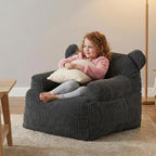 Kids Bear Ear Bean Bag Chair, Stuffed Toddler Sofa Chair with Pocket, Lazy Floor Chair for Boys and Girls, for Gaming, Reading, Nursery Playroom Bedroom