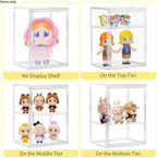 LXLXXL Acrylic Display Case with Removable Shelf Compatible with Labubu POP MART 2 Tier Figure Display Case for Collectibles Cosmetic Clear Acrylic Box